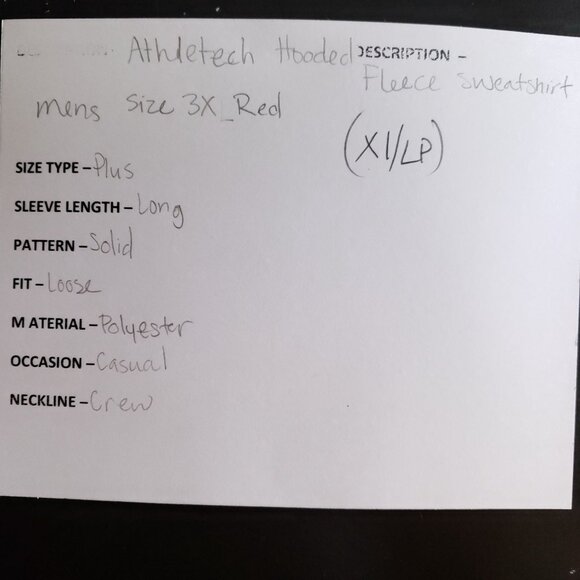 Athletech Hooded Fleece Sweatshirt Men's Size 3XL Red - Picture 7 of 7